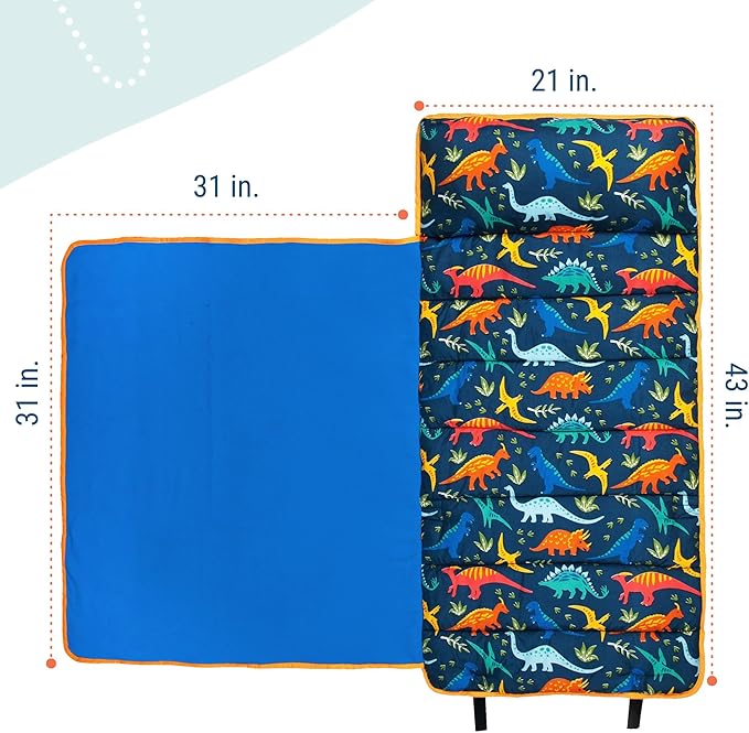 Wildkin 43-inch Kids Nap Mat – Soft Microfiber Toddler Sleeping Mat with Pillow