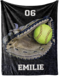 Personalized Baseball Blanket for Baby Kids - Custom Name and Number - Soft Warm and Fluffy Flannel Fabric Gift for Sports Lovers 30x40inch
