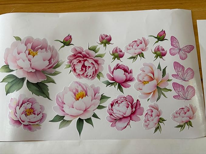 Custom Peony Flower and Butterfly Wall Decal – Personalized Name Sticker for Girl’s Room, Nursery Decor, Floral Bedroom Wall Art