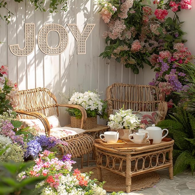 Large Boho Wooden Rattan Letters 12 inch for Nursery Decor Wood Letter B Wall Decors for Baby Girl Boy Bedroom Home Rustic Name Sign Birthday Wedding Decorative Letters