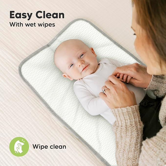 KeaBabies Portable Diaper Changing Pad, Easy Wipe Clean - Foldable Waterproof Baby Changing Mat for Diaper Bag, Compact, Lightweight, 25x13 Newborn, Infant, Baby Changer Travel Essential (Prism)