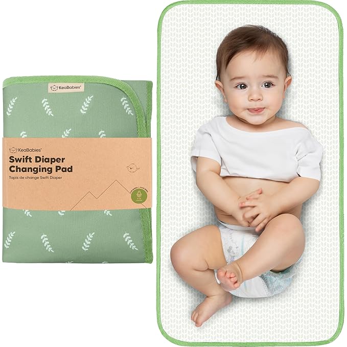 KeaBabies Portable Diaper Changing Pad, Easy Wipe Clean - Foldable Waterproof Baby Changing Mat for Diaper Bag, Compact, Lightweight, 25x13 Newborn, Infant, Baby Changer Travel Essential (Acacia)