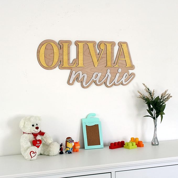 Large Wood Nursery Sign | Nursery name sign for Kids | Custom Wood Name Sign | 3D Wood Baby Name Sign (Pink)