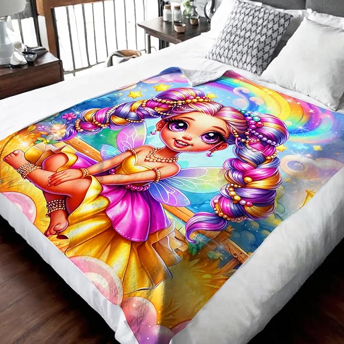 Girls Fairy Blanket, Throw Gift for Toddlers Kids Daughter Birthday 30x40 Inches Lightweight Soft Cute Decor Throw Blankets for Sofa Couch Living Room Bed