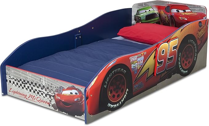 Delta Children Disney/Pixar Cars Wood Toddler Bed + Serta Perfect Slumber Dual Sided Recycled Fiber Core Crib and Toddler Mattress (Bundle)