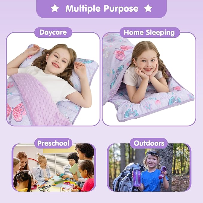 Viviland Toddler Kid Nap Mat for Preschool, Slumber Bag with Pillow and Blanket, Daycare Sleeping Bag Kindergarten Sleep Mat