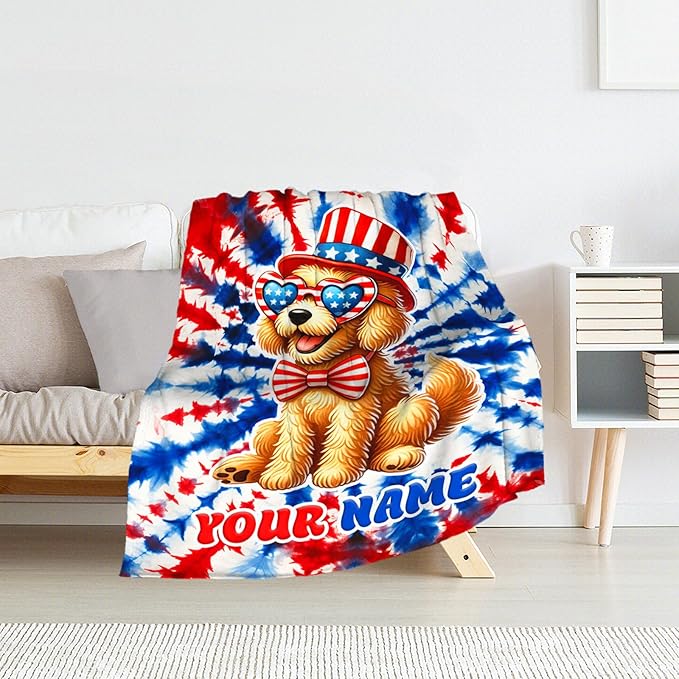 Girls Blanket - 40" x 50" Inches Personalized Golden Retriever Throw for Dog Lovers - Soft Furry Blankets Decor for Sofa, Chair