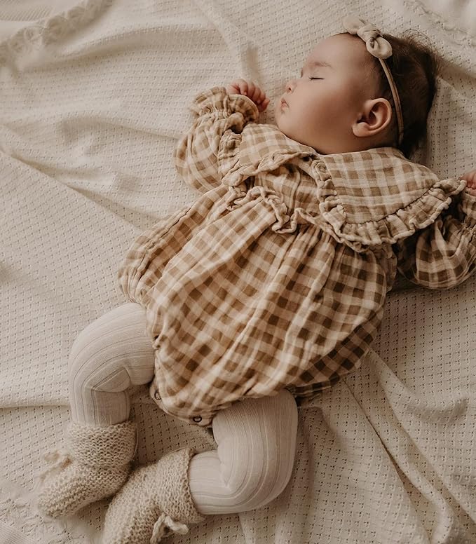 2pcs Infant Baby Girls Romper Dress Headband Long Sleeve Clothing Flowers Newborn Boho Girl Outfit Jumpsuit Clothes