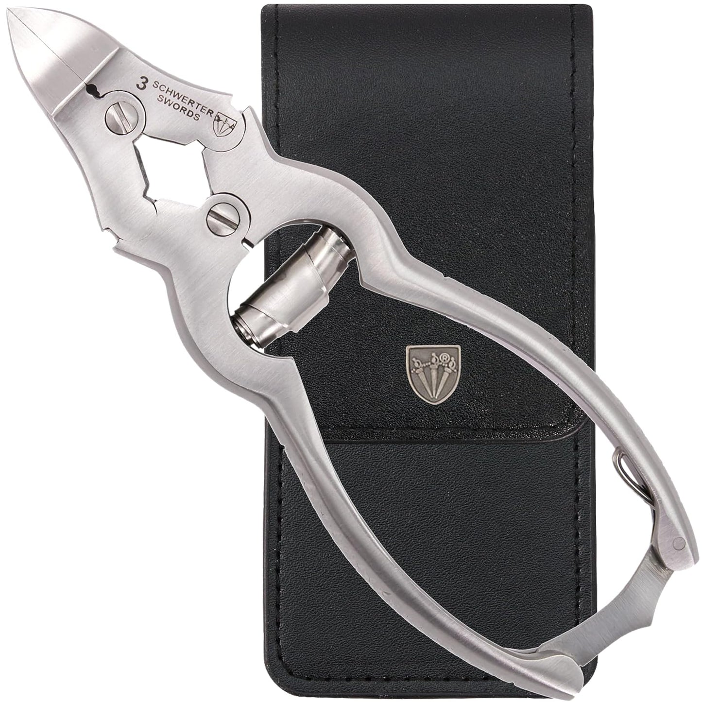 3 Swords Germany – Big Toe Nail NIPPERS - Extra Strong Toe Nail NIPPERS for Cutting Strong, Thick or ingrown Toe Nails - Stainless Steel Pedicure Tool with Synthetic Leather case