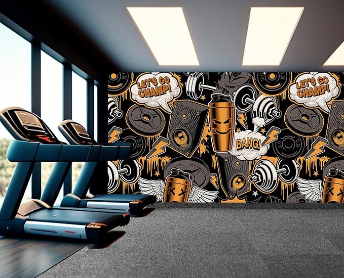 Gym Mural Wallpaper Dark Graffiti Wall Mural for Club Fitness Room Decoration（Not Peel and Stick）