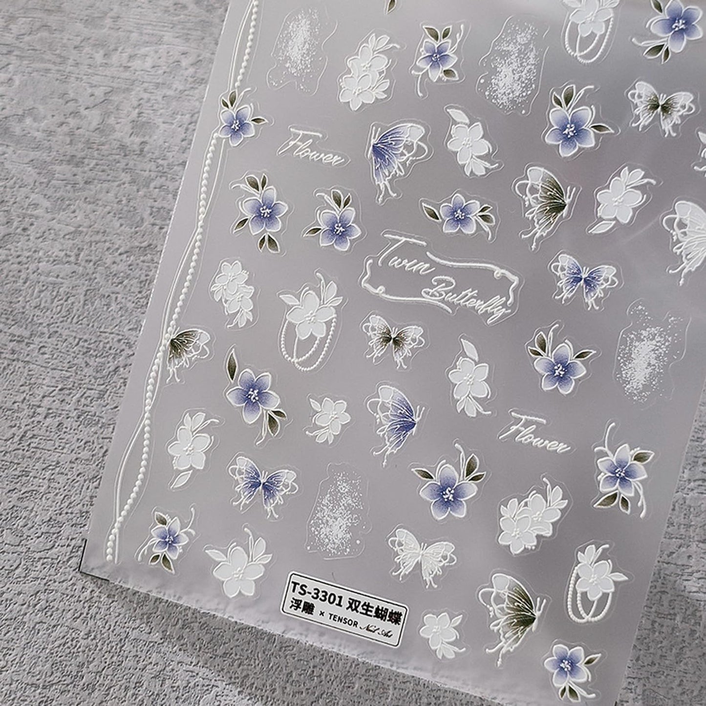 Flower Nail Stickers 5D Embossed Nail Art Stickers Decals Self-Adhesive Butterfly Floral Nail Supplies Spring Nail Art Design Decoration Accessories(1, Flower Butterfly)