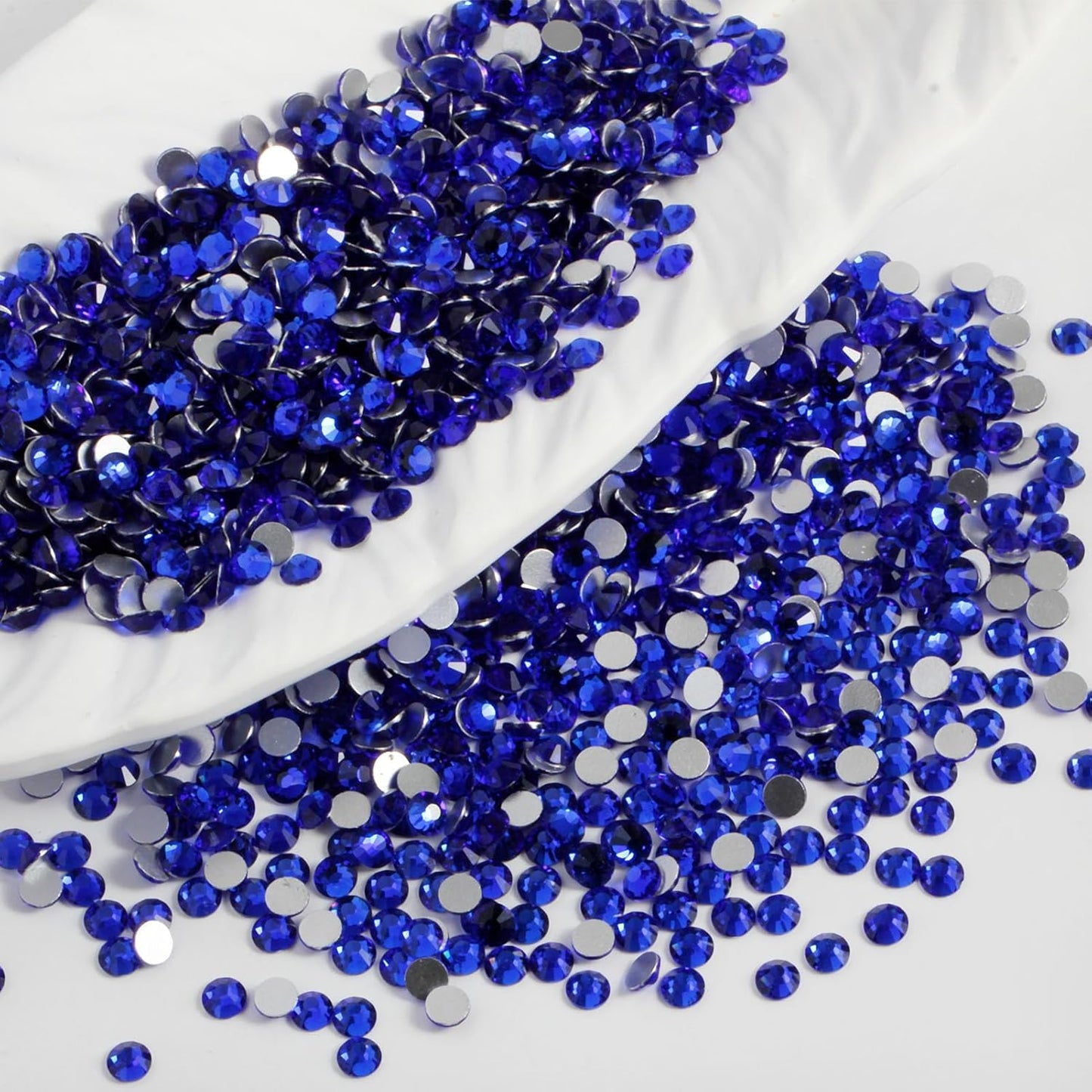 2000PCS SS20 Flatback Rhinestones | 12-Facet Diamond-Cut Glass Gems for Nail Art, Clothing, DIY Crafts |Glue-On Decoration Stones with Silver Backing(Sapphire)