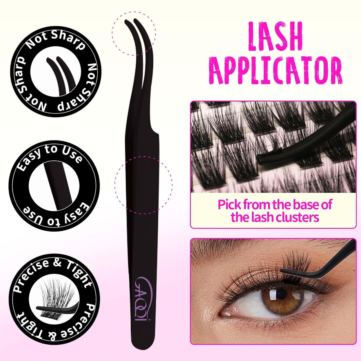 GAQQI Lash Clusters Kit, DIY Lash Extensions Kit 10-14mm Cluster Lashes, Wispy Eyelash Clusters with Lash Bond and Seal+Lash Tweezer+Remover+110pcs Thin Band Individual Lashes (3D-GQ08-KIT)