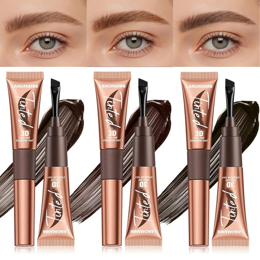 Tattoo Eyebrow Gel Peel Off 3 Colors Set:Tattoo Eyebrow Gel Easy Peel Off,Waterproof Longlasting Peel Off Eye Brow,Tinted Glue,Up to 3 Days Brow Stain.Makeup Gift Set for Women
