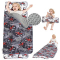 Viviland Toddler Nap Mat with Pillow and Minky Dot Blanket, Rolled Large Sleeping Mat for Boys, Kids Slumber Bag/Nap Mat for Preschool, Daycare, Kindergarten, Travel Camping - Cool Motocycle
