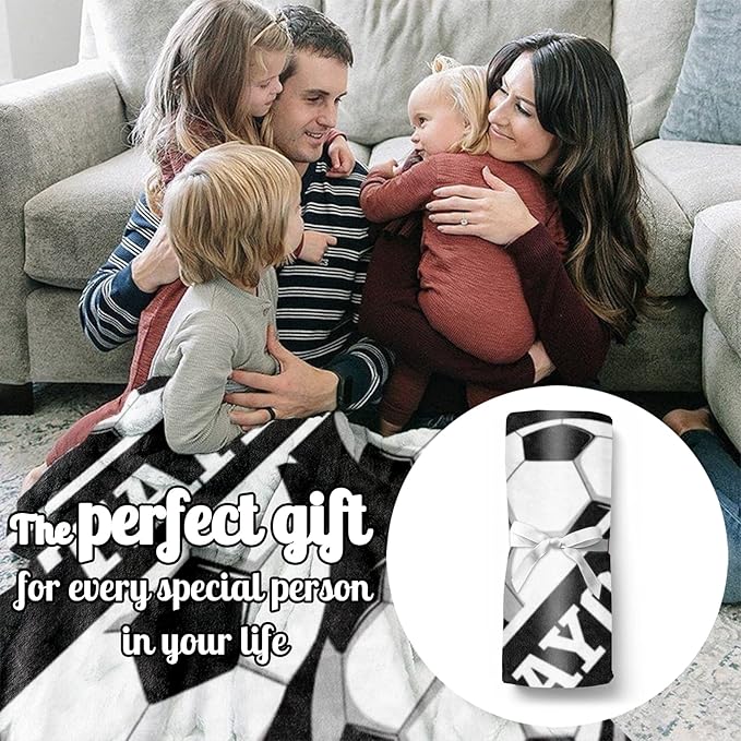 Custom Kids Soft Blanket: Personalized Gift for Soccer Football Basketball Softball Lovers Name and Number - Flannel Toddler Bed Blankets (30X40inch)