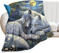 Wolf Blanket Wolves Gifts for Girls Boys Woman Kids Wolf Animal Lover Throw Blankets Soft Blanket Warm Fleece Flannel Plush Blankets for Bed Sofa Couch 50"x60"