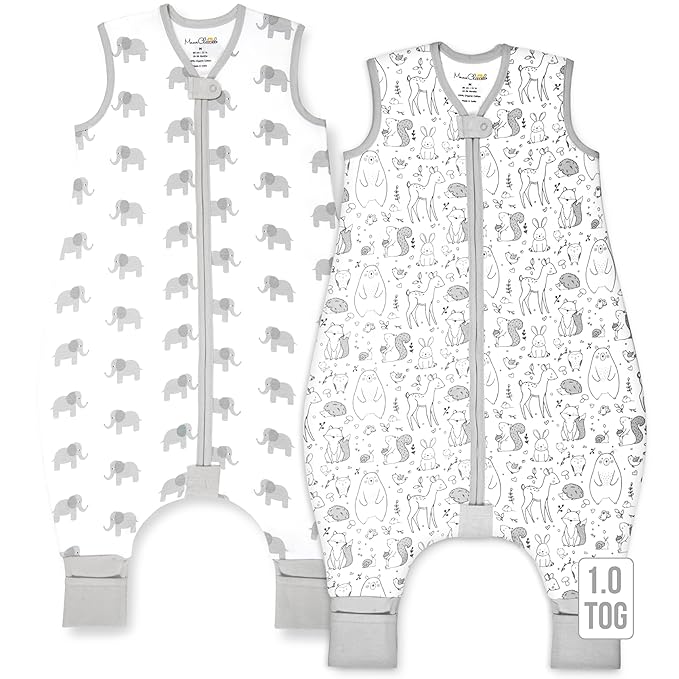 Mama Cheetah Toddler Sleep Sack with Feet 3T - 4T, 1.0 TOG Organic Cotton Baby Sleeping Bag with Legs, Baby Wearable Blankets for Walkers w/ 2-Way Zipper, Sleep Sack for Girls & Boys, Early Walker