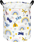 KUNRO Round Laundry Basket Hamper Kids Toys and Clothes Storage Basket Children Gift Basket Baby Toy Organizer Bins for Room Decor (Dragonfly)