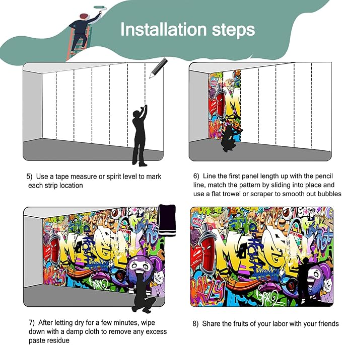 -Nursery Color Graffiti Abstract Letters Bedroom Wallpaper XT16 M 140" x 91"