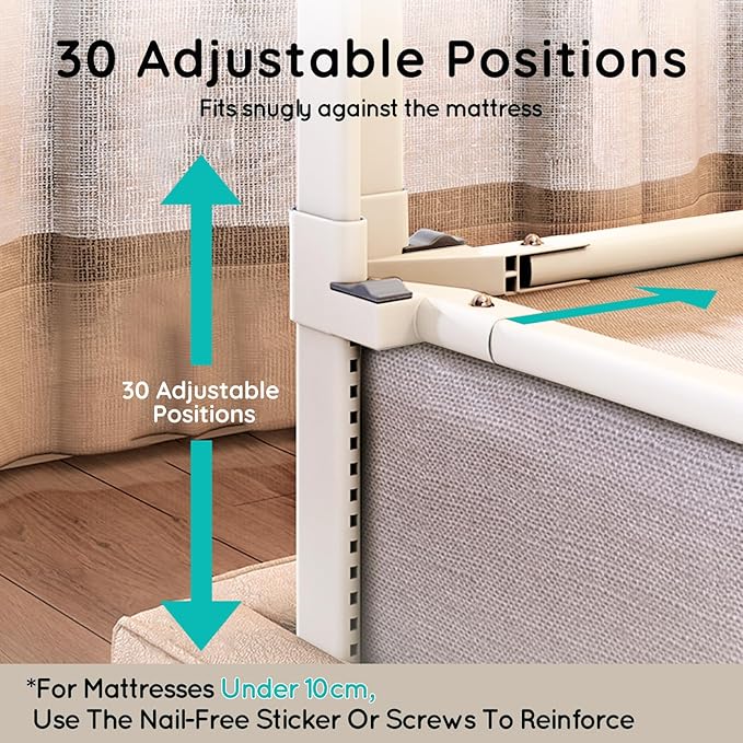 Updated King Size Bed Rail for Toddlers: 3-Side Protection Bedrail with Headbroad for King Bed - Extral Tall Adjustable Child Safety Side Railing Guards for Infants Kids Child(78.7x78.7X 74.8”)