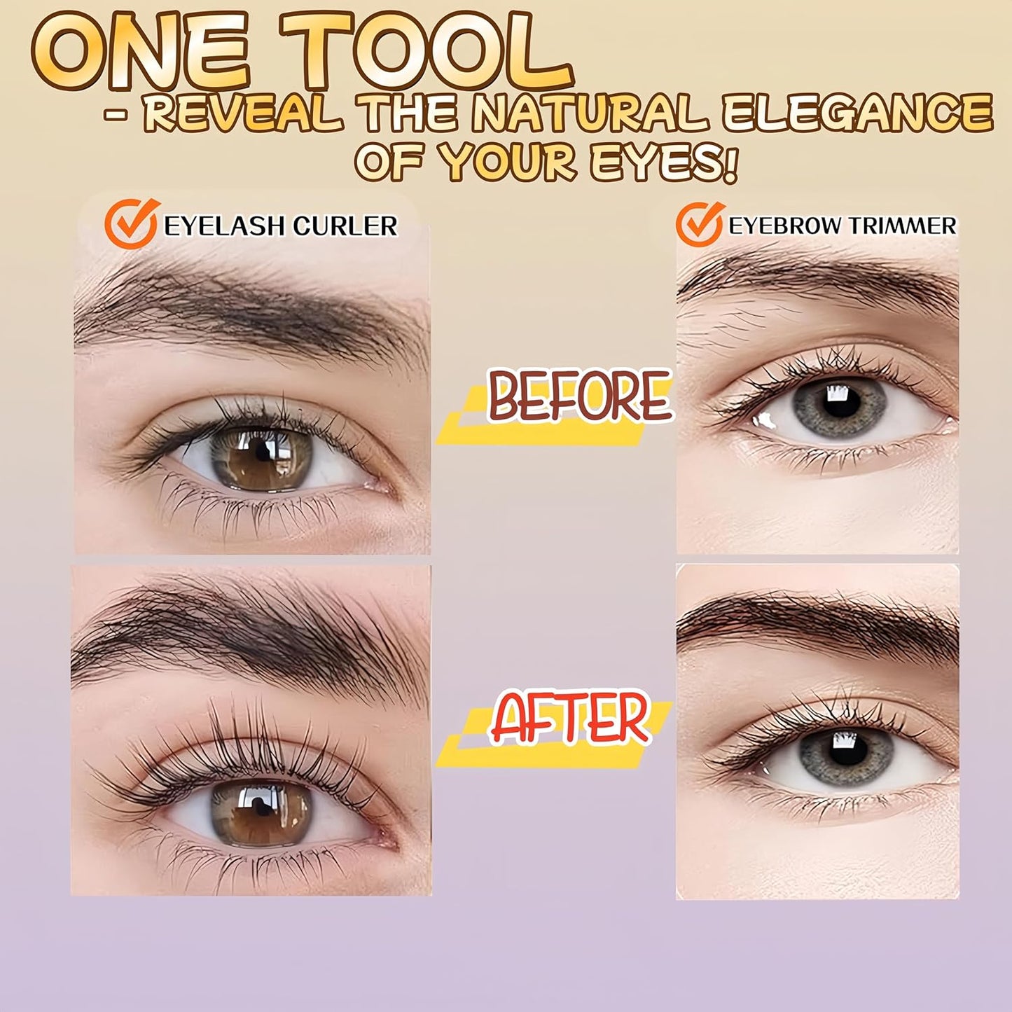 2025 Upgraded Heated Eyelash Curler - 2-in-1 USB Rechargeable Electric Eyelash Curler & Eyebrow Trimmer, Fast Heating in 6s, Anti-Burn Design, 24H Long-Lasting Effect, Gift for Women (Pink)