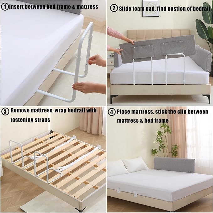 Bed Guard Rail for Toddlers, 43inch Foam Padded Side Rail for Queen King Twin Full Size Bed, Bedrail for Toddler, Kids Cosleep Bed Railing