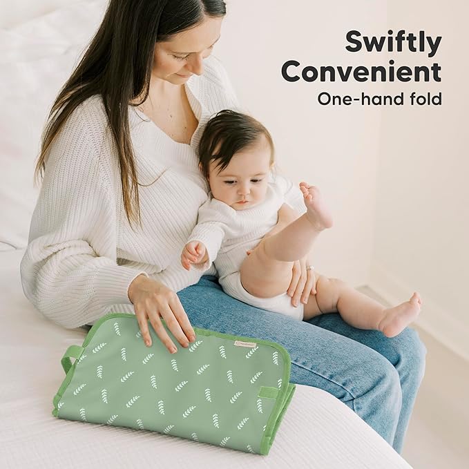 KeaBabies Portable Diaper Changing Pad, Easy Wipe Clean - Foldable Waterproof Baby Changing Mat for Diaper Bag, Compact, Lightweight, 25x13 Newborn, Infant, Baby Changer Travel Essential (Acacia)