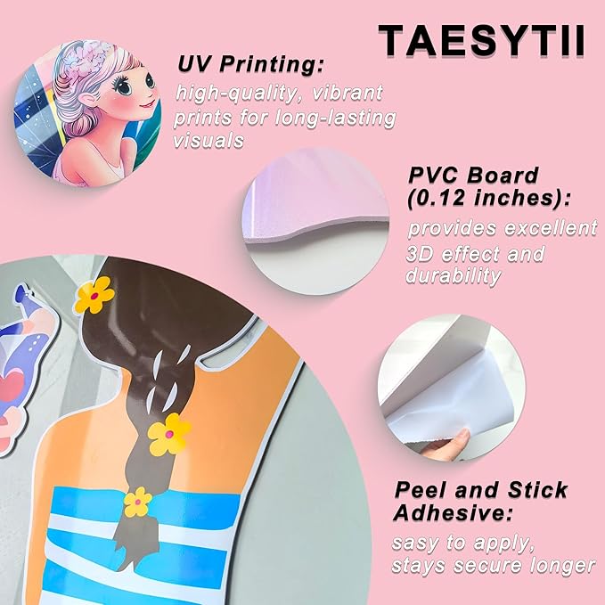 3D Inspirational Wall Stickers for Girls Room Decor Wall Decals Peel and Stick for Girls Bedroom Large Pink Princess Pictures Kids Murals Wallpaper Art Motivational Decor for Nursery Toddler