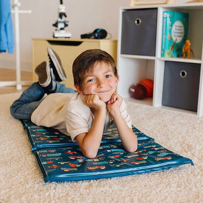 Wildkin Kids Vinyl Nap Mat – Foldable, Durable Rest Mat for Daycare & Preschool
