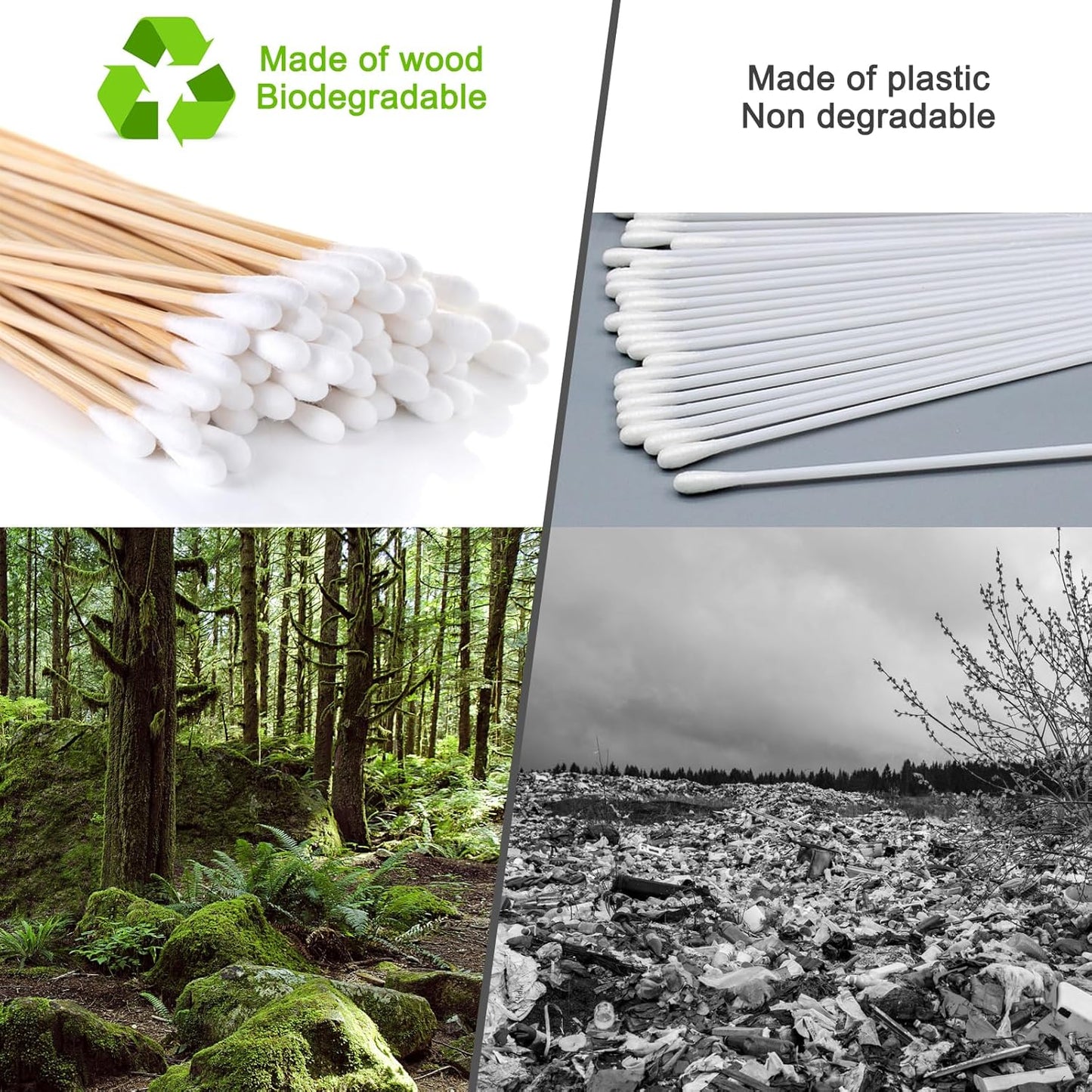 600/500/400 PCS Gun Cleaning Swabs - 6" Lint-Free Long Cotton Swabs Bamboo Handle, Precision Firearm Maintenance Kit Electronics Instruments, Professional Supplies with Reusable Storage Case