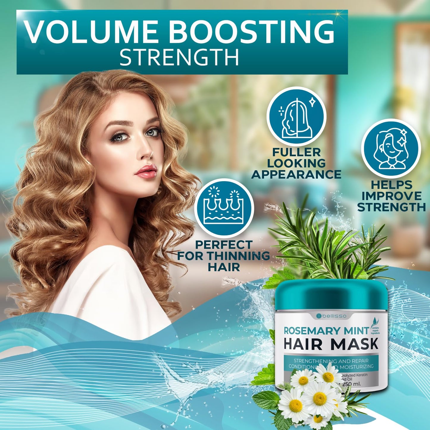 Rosemary Mint Oil Hair Mask - Deep Conditioning Repair Products for Damaged Care - Scalp Moisturizer and Hydrating Treatment for Women and Men - Volume for Extremely Dry, Thin and Frizzy Locks