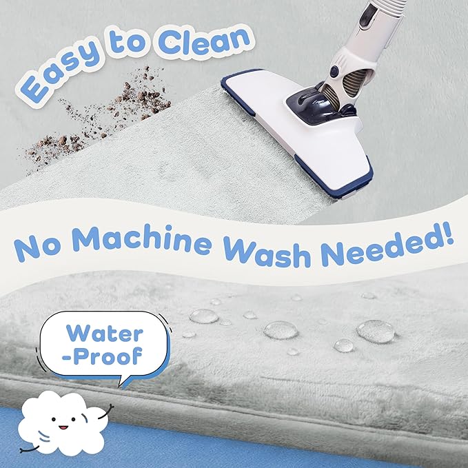 1.5" Thick Baby Play Mat for Floor, 50x50 Playpen Mat, Pro Soft Flannel Foam Mats Toddler Infant Kids Crawling for Nursery Rug Playroom Living Room Waterproof Easy Care Non-Slip (Light Grey)