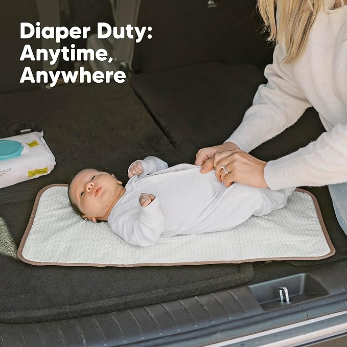 KeaBabies Portable Diaper Changing Pad, Easy Wipe Clean - Foldable Waterproof Baby Changing Mat for Diaper Bag, Compact, Lightweight, 25x13 Newborn, Infant, Baby Changer Travel Essential (Rainbow)