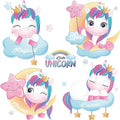 Unicorns Wall Decals - Colourful Peel and Stick Cute Unicorn Wall Stickers, Decor for Baby Nursery, Toddler & Kids Bedroom Walls