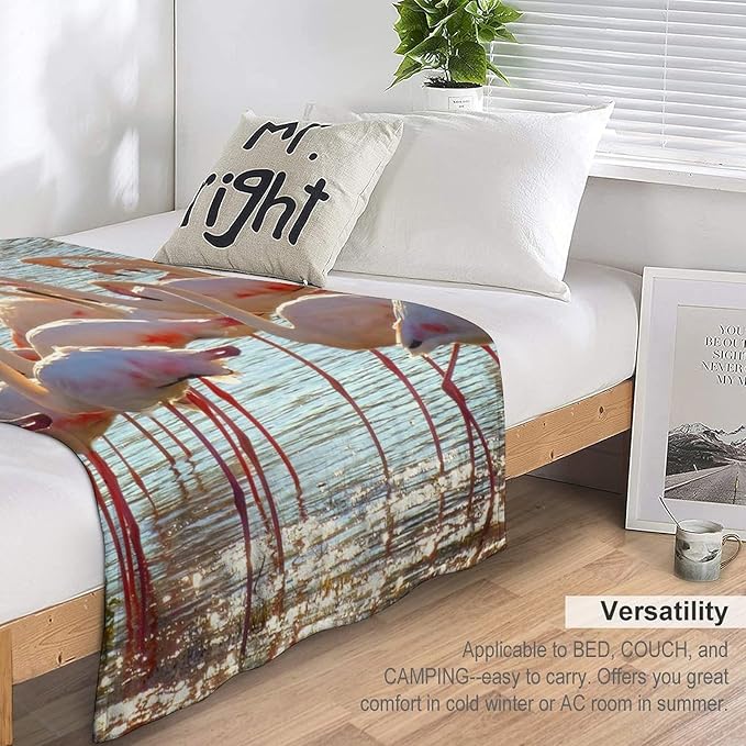 Flamingo Blanket Flamingo Gifts for Girls Boys Woman Kids Lover Ocean Coastal Throw Blankets Soft Blanket Warm Fleece Flannel Plush Blankets for Bed Sofa Couch 40"x50"