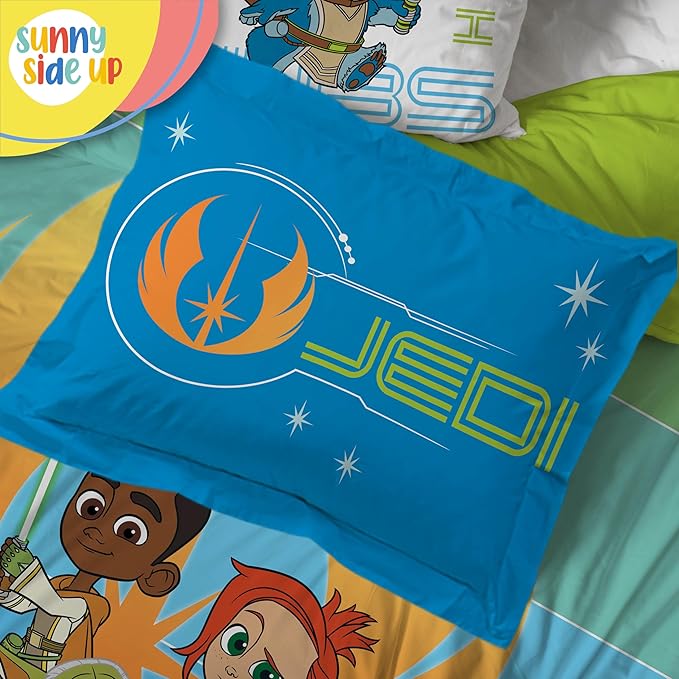 Sunny Side Up Star Wars Young Jedi Adventures Twin Comforter Set - 5 Piece Kids Bedding Includes Comforter, Sheets & Pillow Cover - Super Soft Microfiber Bed Set