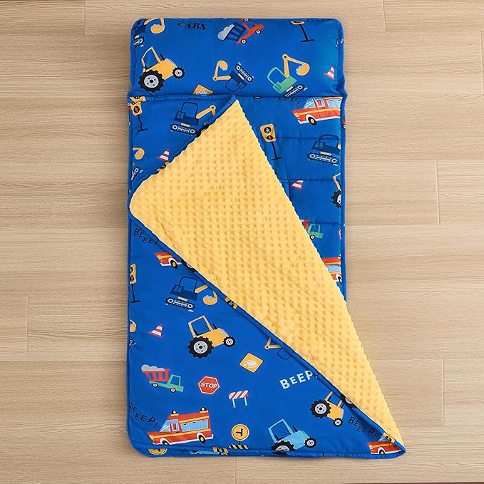 DJY Toddler Nap Mat,Kid Slumber Bag with Removable Pillow & Minky Blanket,Soft Sleeping Mat Perfect for Daycare,Preschool,Kindergarten,Travel
