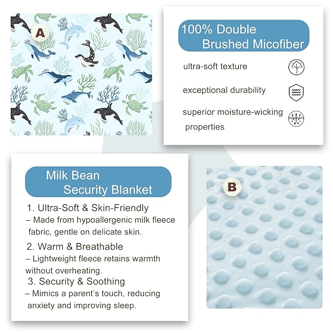 Viviland Toddler Nap Mat, Rolled Sleeping Mats with Pillow and Minky Dot Blanket for Girls Boys, Kids Slumber Bags/Nap Mat for Preschool, Daycare, Kindergarten, Travel Camping - Blue Ocean Whales