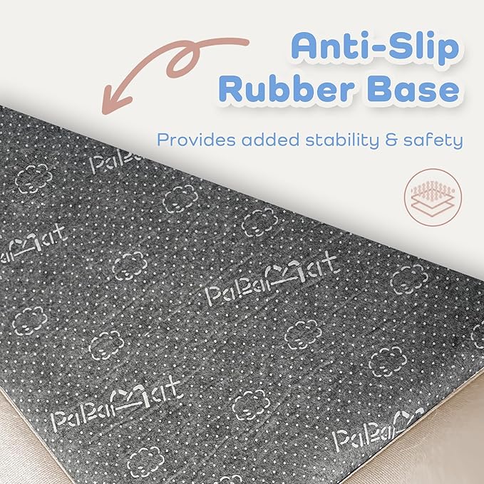 1.3" Thick Baby Bedside Floor Mat for Bedroom, Basic Padded Foam Soft Plush 28x72 Runner Rug with Non Slip Cushioned for Nursery Playroom (Beige)