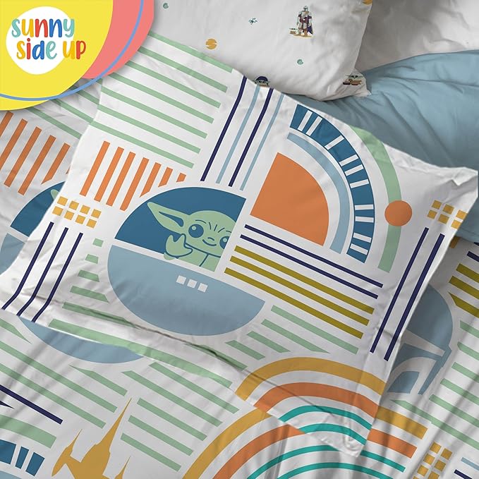 Sunny Side Up Kids Comforter Set Includes Sheets and Pillow Covers - Soft and Cozy Bed Set for Stylish Room Decor, Multicolor - The Mandalorian, 7 Piece Full Size Bedding