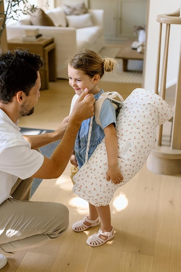 Organic Toddler Nap Mat – 100% Cotton Kids Washable Sleeping Mat & Detachable Pillow – Sleeping Bag with Soft 1.5” Pad – Ideal Nap Mat for Daycare, Preschool, & Sleepovers