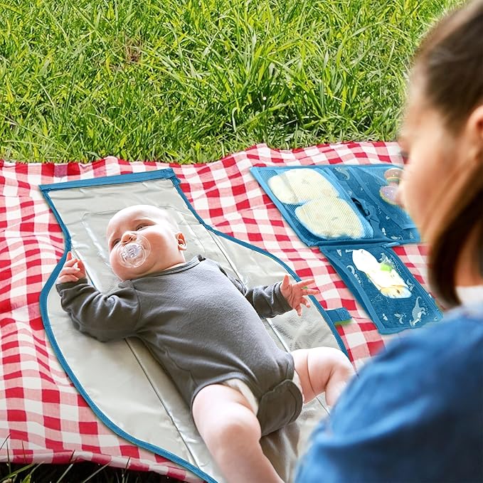Portable Changing Pad for Baby, Travel Diaper Changing Pad for Newborn, Large Waterproof Baby Changing Mat, Foldable & Detachable Diaper Changing Station with Baby Wipes Pockets, Baby Stuff by Pillani