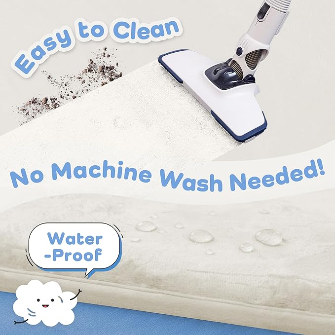 1.5" Thick Baby Play Mat for Floor, 39x59 Playpen Mat, Pro Soft Flannel Foam Mats Toddler Infant Kids Crawling for Nursery Rug Playroom Living Room Waterproof Easy Care Non-Slip (Cream)