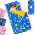 Primlect Toddler Nap Mat with Removable Pillow and Fleece Blanket, Extra Large 55''x35'' Sleeping Bag, Washable, Light, Easy to Roll up, Perfect for Daycare, Preschool, Kindergarten, Travel