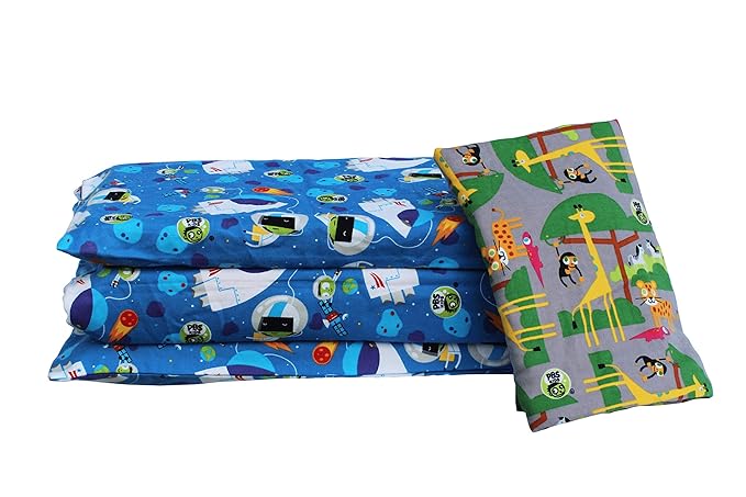 KinderMat 1.5" Thick + PBS Kids Adventure Kit - 2 Washable Covers - 47" x 22", Special Edition - Safari Party and Space Explorer - Value Bundle Great for Daycare & Family Households