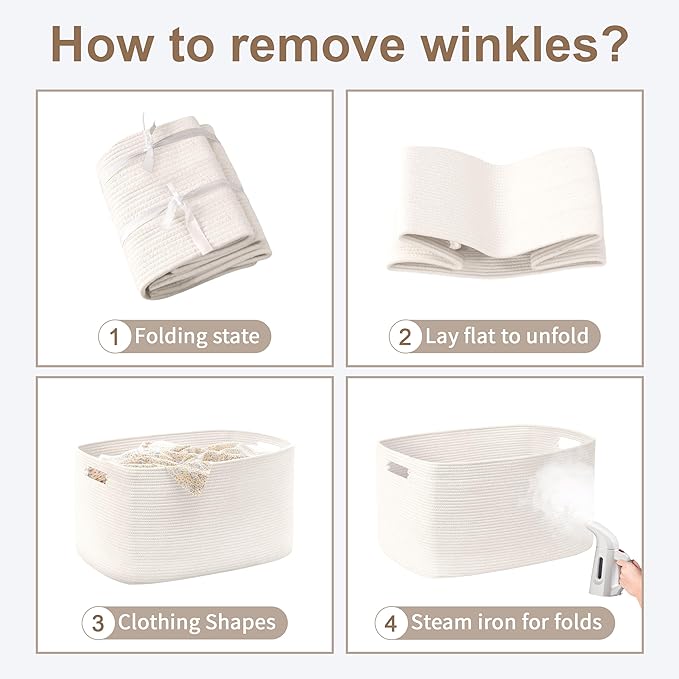 72L Large Baby Girls Laundry Basket for Nursery Storage,Cute Woven cotton Rope Baskets for Kids Toy，Gifts,Boho Square Wicker Blanket hamper for Living Room,Bedroom Dirty Clothes, White