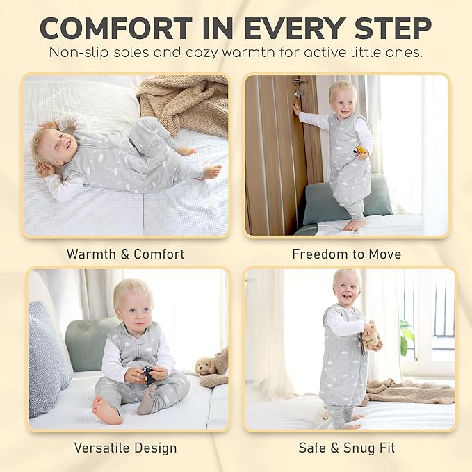 Mama Cheetah Toddler Sleep Sack with Feet 2T, 1.0 TOG Organic Cotton Baby Wearable Blankets with Legs, Baby Sleeping Bag for Walkers, Early Walker Medium