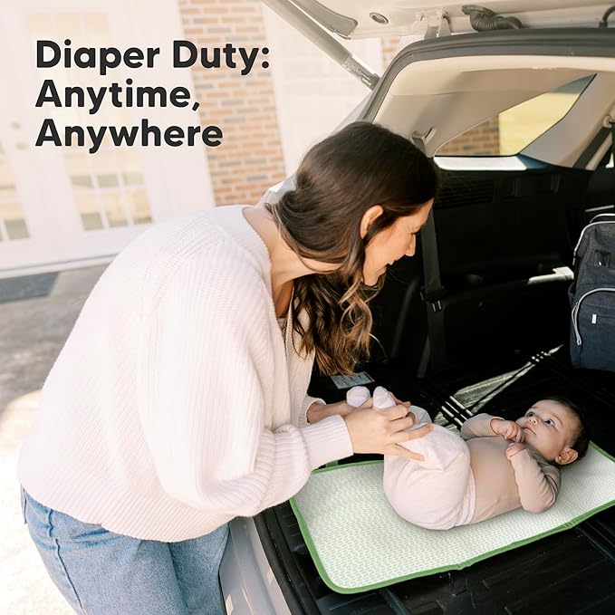 KeaBabies Portable Diaper Changing Pad, Easy Wipe Clean - Foldable Waterproof Baby Changing Mat for Diaper Bag, Compact, Lightweight, 25x13 Newborn, Infant, Baby Changer Travel Essential (Acacia)