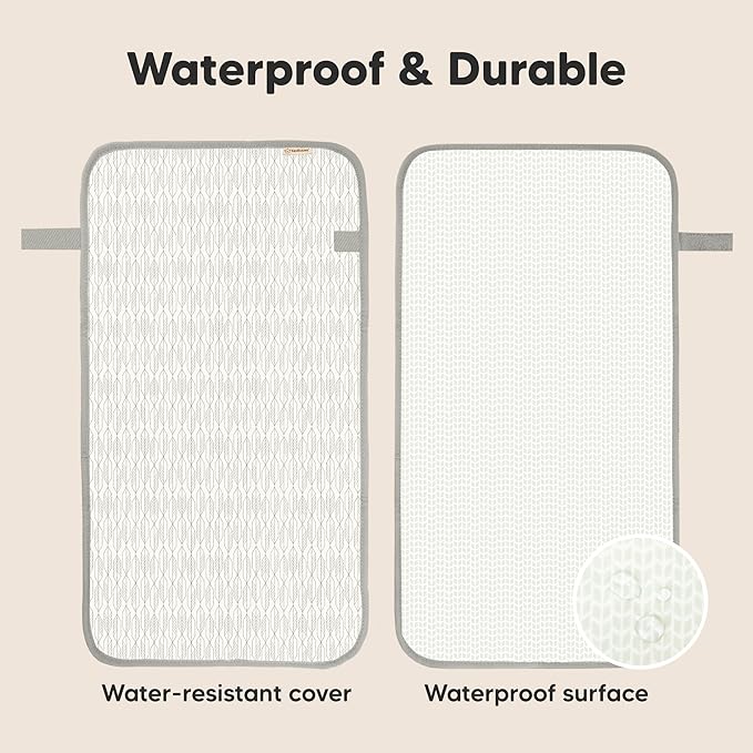 KeaBabies Portable Diaper Changing Pad, Easy Wipe Clean - Foldable Waterproof Baby Changing Mat for Diaper Bag, Compact, Lightweight, 25x13 Newborn, Infant, Baby Changer Travel Essential (Prism)